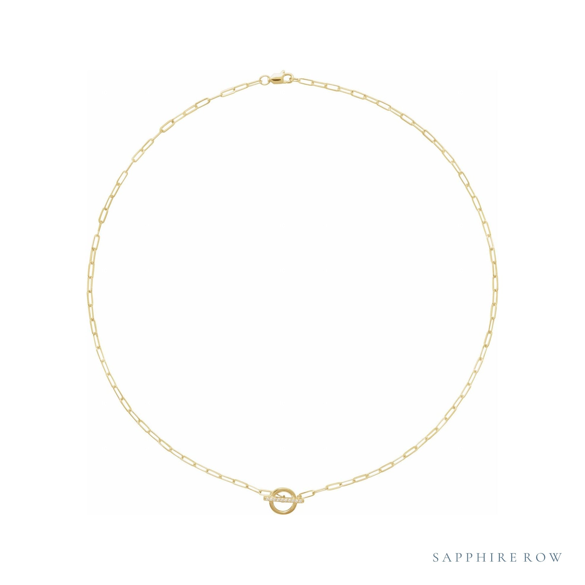 Sapphire Row Natural Diamond Toggle Necklace - Yellow Gold
