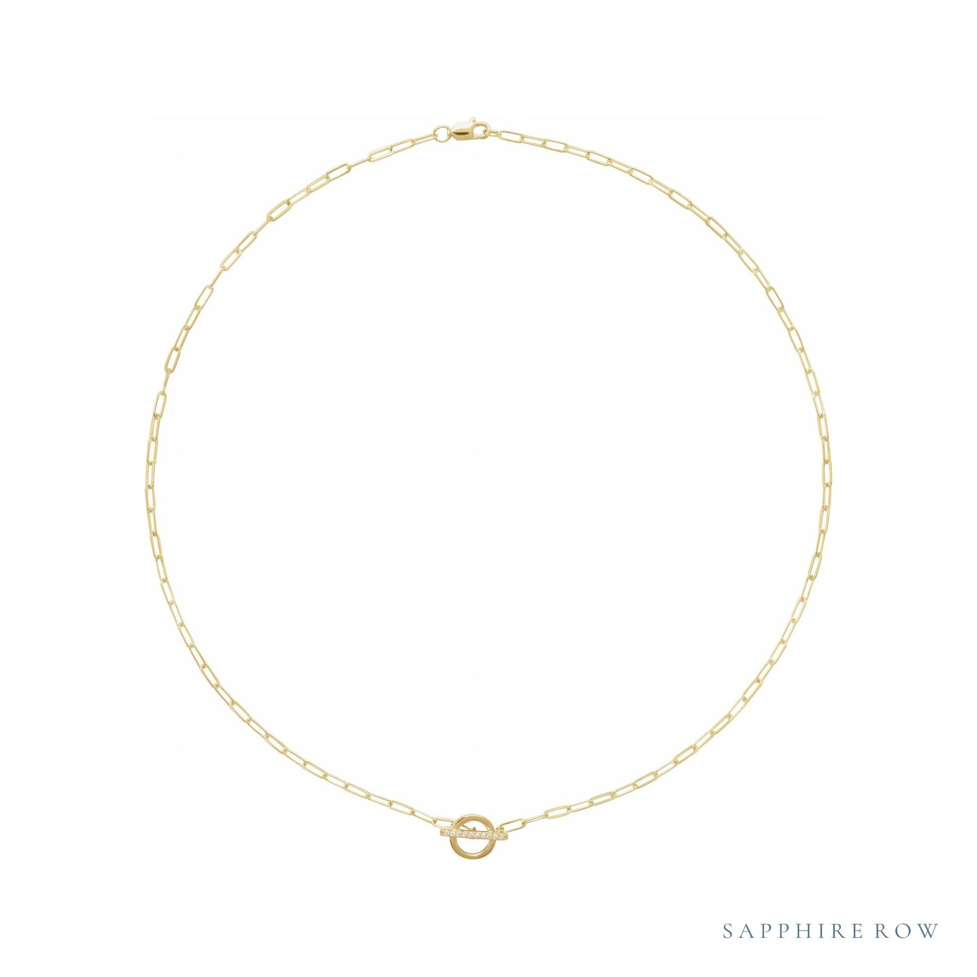 Sapphire Row Natural Diamond Toggle Necklace - Yellow Gold