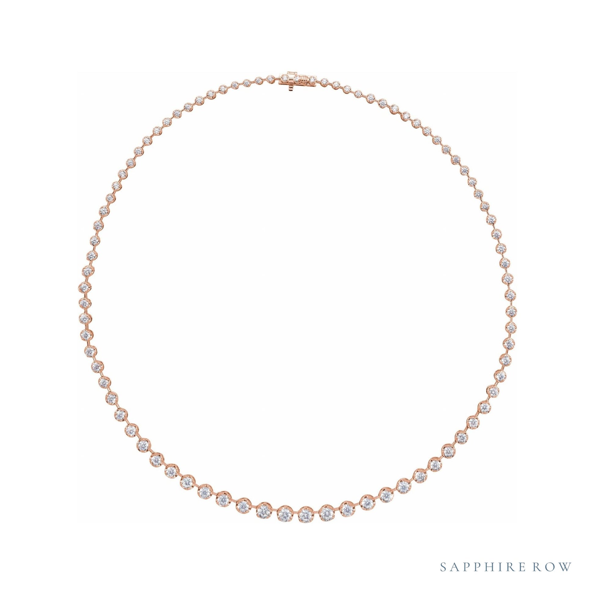 Sapphire Row Lab-Grown Diamond Graduated Bezel Line Necklace - Rose Gold