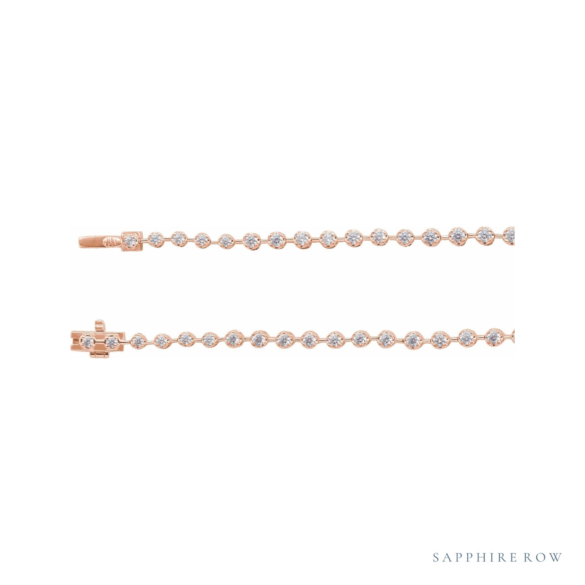 Sapphire Row Lab-Grown Diamond Graduated Bezel Line Necklace - Rose Gold (view 2)