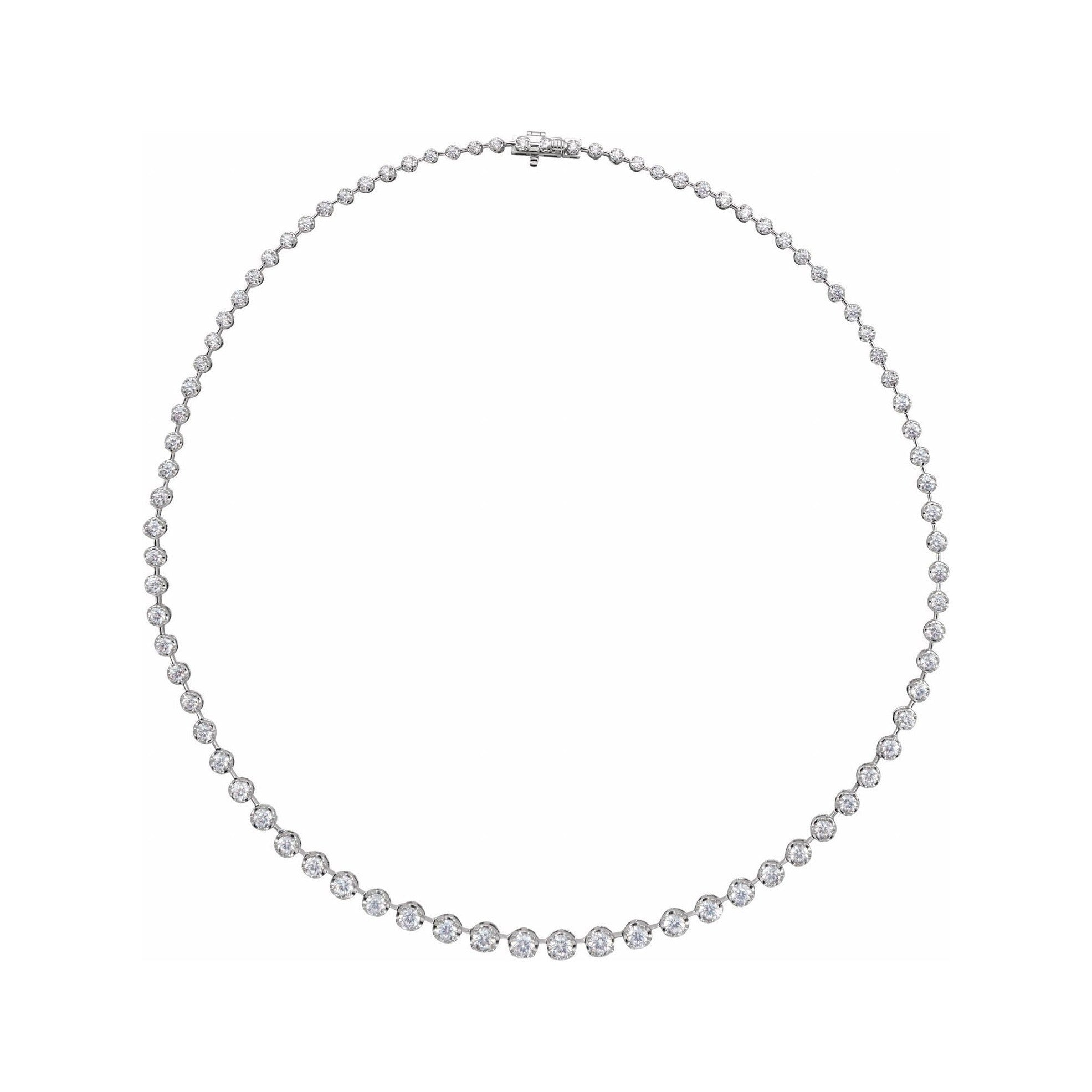 Sapphire Row Lab-Grown Diamond Graduated Bezel Line Necklace - White Gold