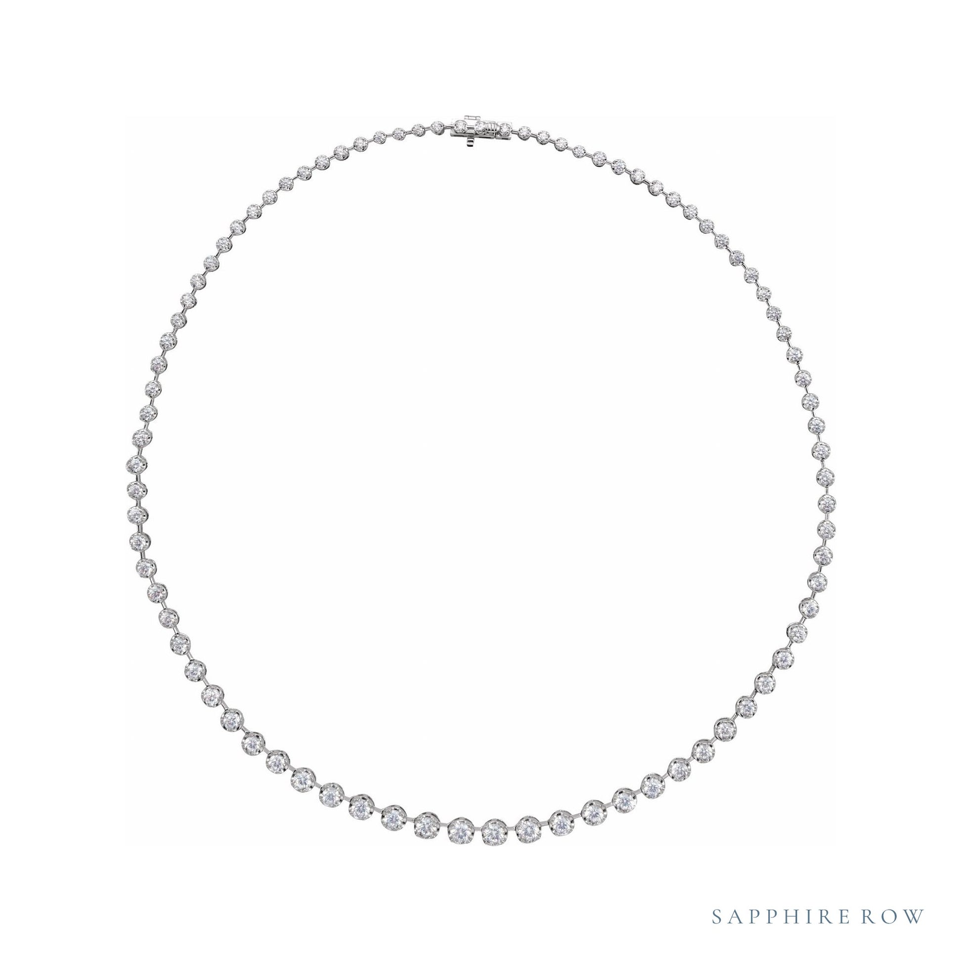 Sapphire Row Lab-Grown Diamond Graduated Bezel Line Necklace - White Gold