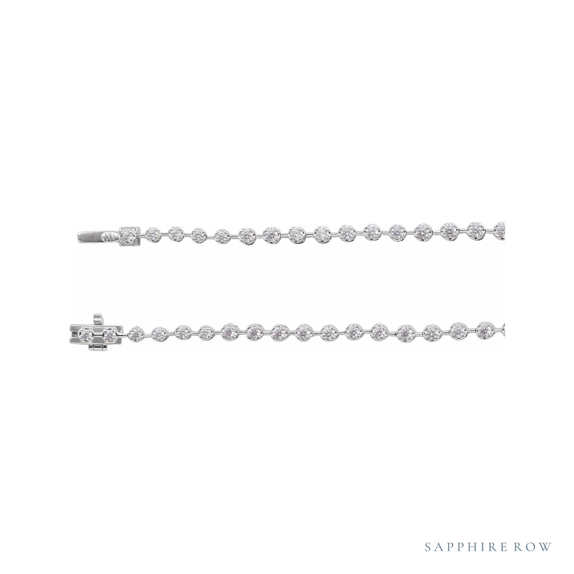 Sapphire Row Lab-Grown Diamond Graduated Bezel Line Necklace - White Gold (view 2)