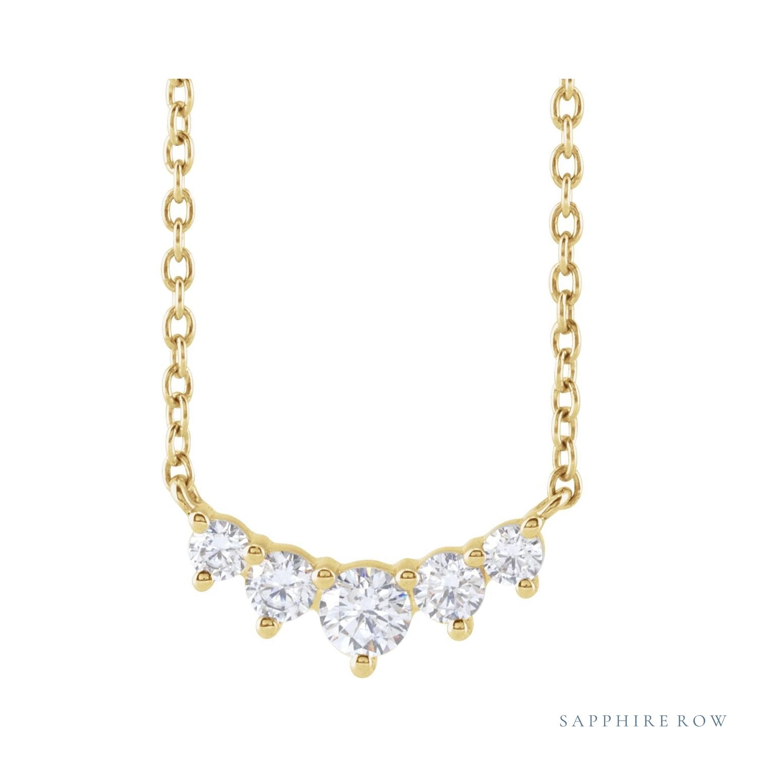 Sapphire Row Lab-Grown Diamond Graduated Martini Necklace - Yellow Gold