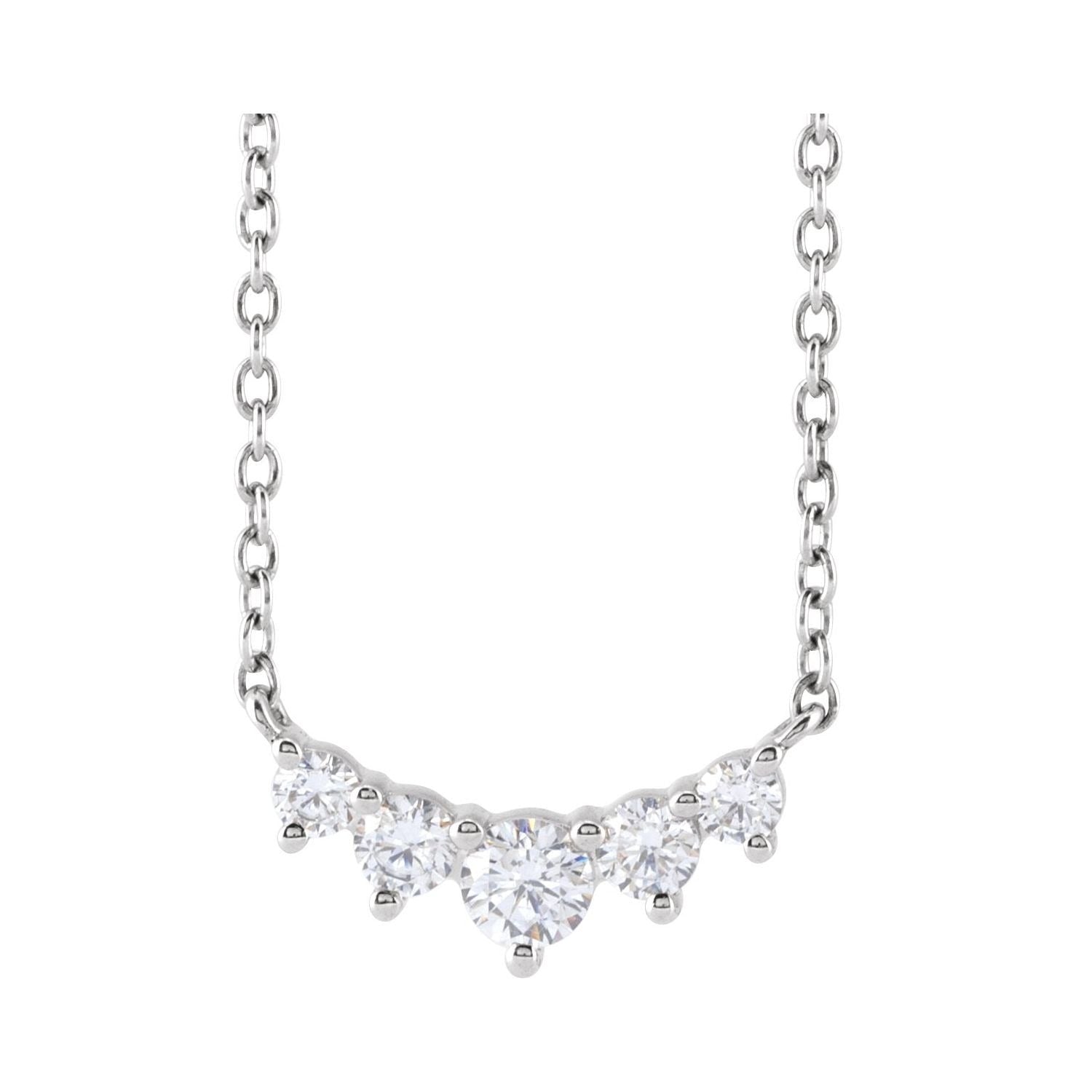 Sapphire Row Lab-Grown Diamond Graduated Martini Necklace - White Gold