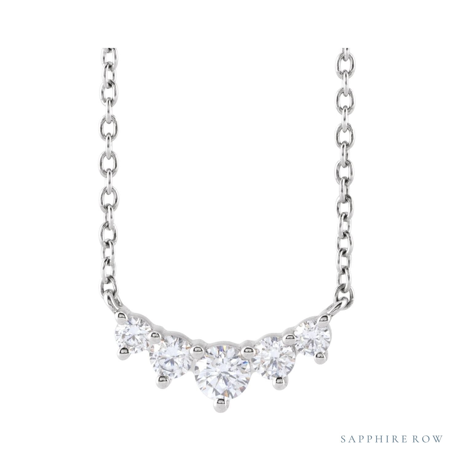 Sapphire Row Lab-Grown Diamond Graduated Martini Necklace - White Gold