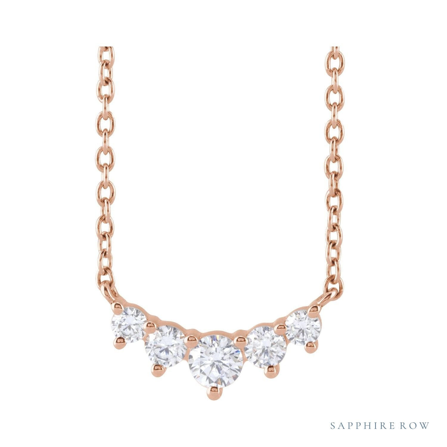 Sapphire Row Lab-Grown Diamond Graduated Martini Necklace - Rose Gold