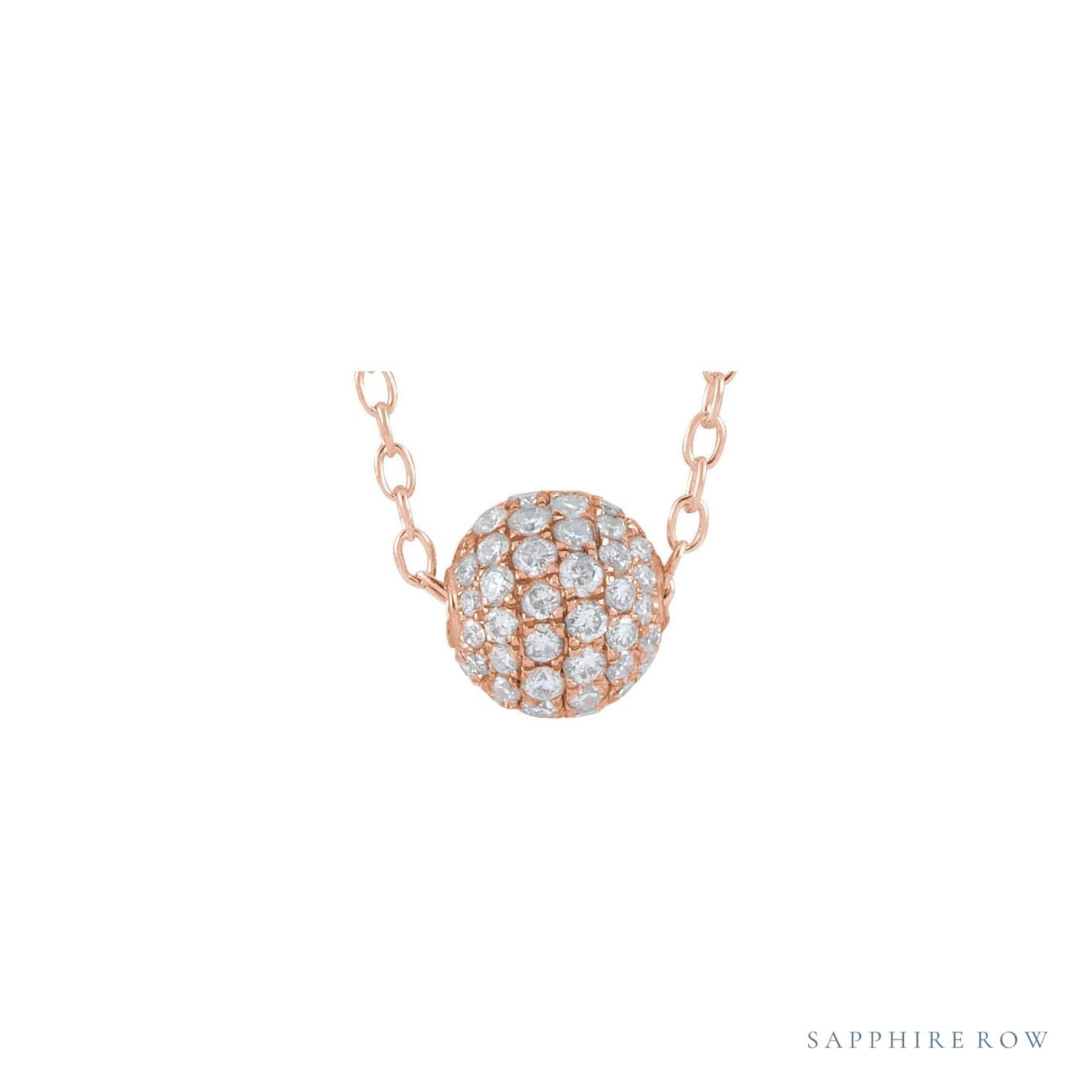 Sapphire Row Natural Diamond Pavé Ball Necklace - Rose Gold, 6 mm