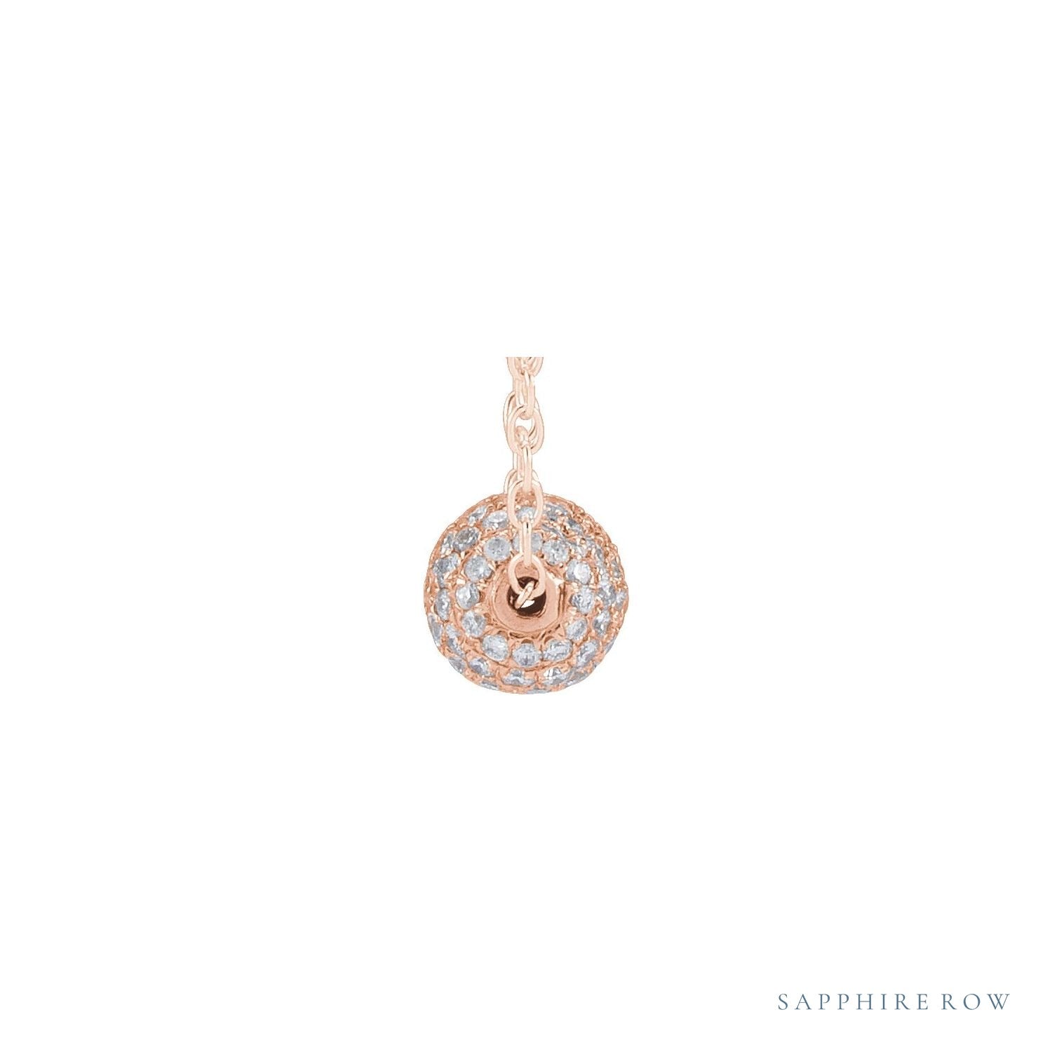 Sapphire Row Natural Diamond Pavé Ball Necklace - Rose Gold, 6 mm (view 2)