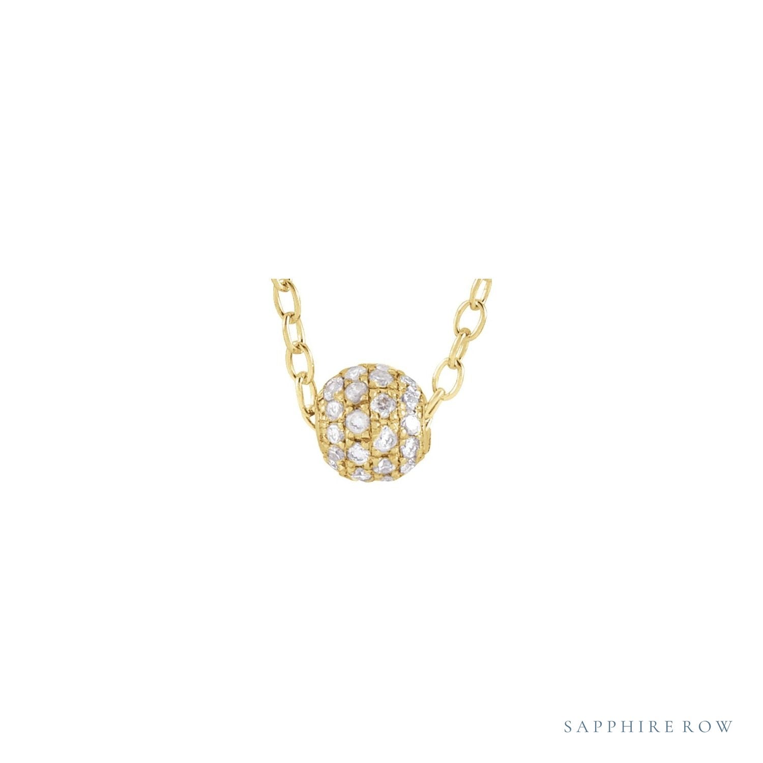 Sapphire Row Natural Diamond Pavé Ball Necklace - Yellow Gold, 3 mm