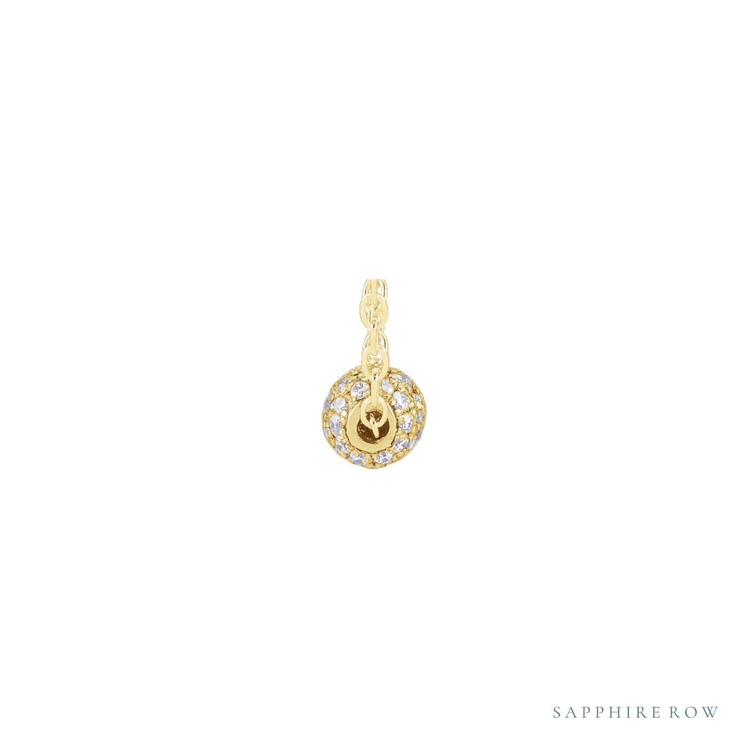 Sapphire Row Natural Diamond Pavé Ball Necklace - Yellow Gold, 3 mm (view 2)