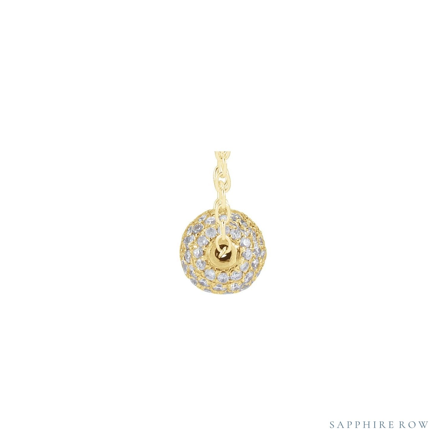 Sapphire Row Natural Diamond Pavé Ball Necklace - Yellow Gold, 6 mm (view 2)