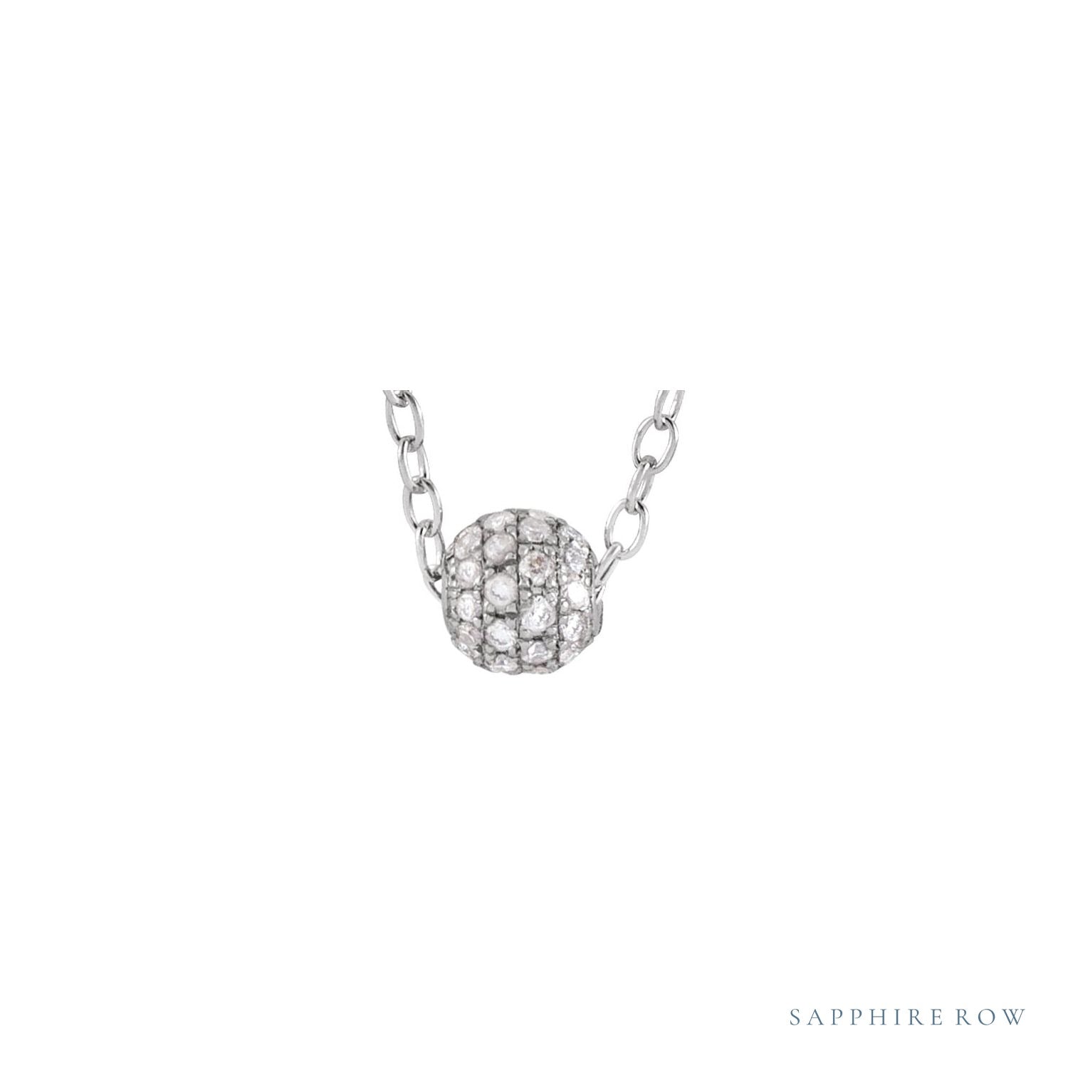 Sapphire Row Natural Diamond Pavé Ball Necklace - White Gold, 3 mm