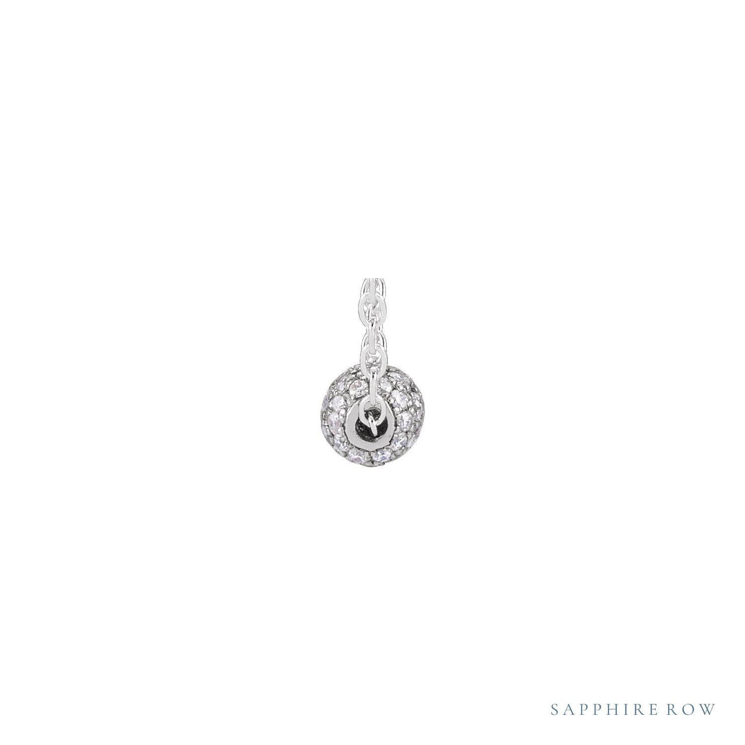 Sapphire Row Natural Diamond Pavé Ball Necklace - White Gold, 3 mm (view 2)
