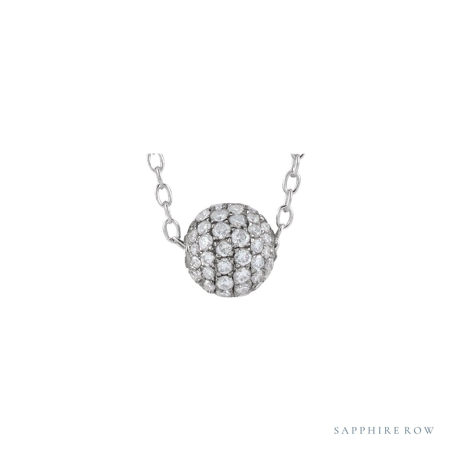 Sapphire Row Natural Diamond Pavé Ball Necklace - White Gold, 6 mm
