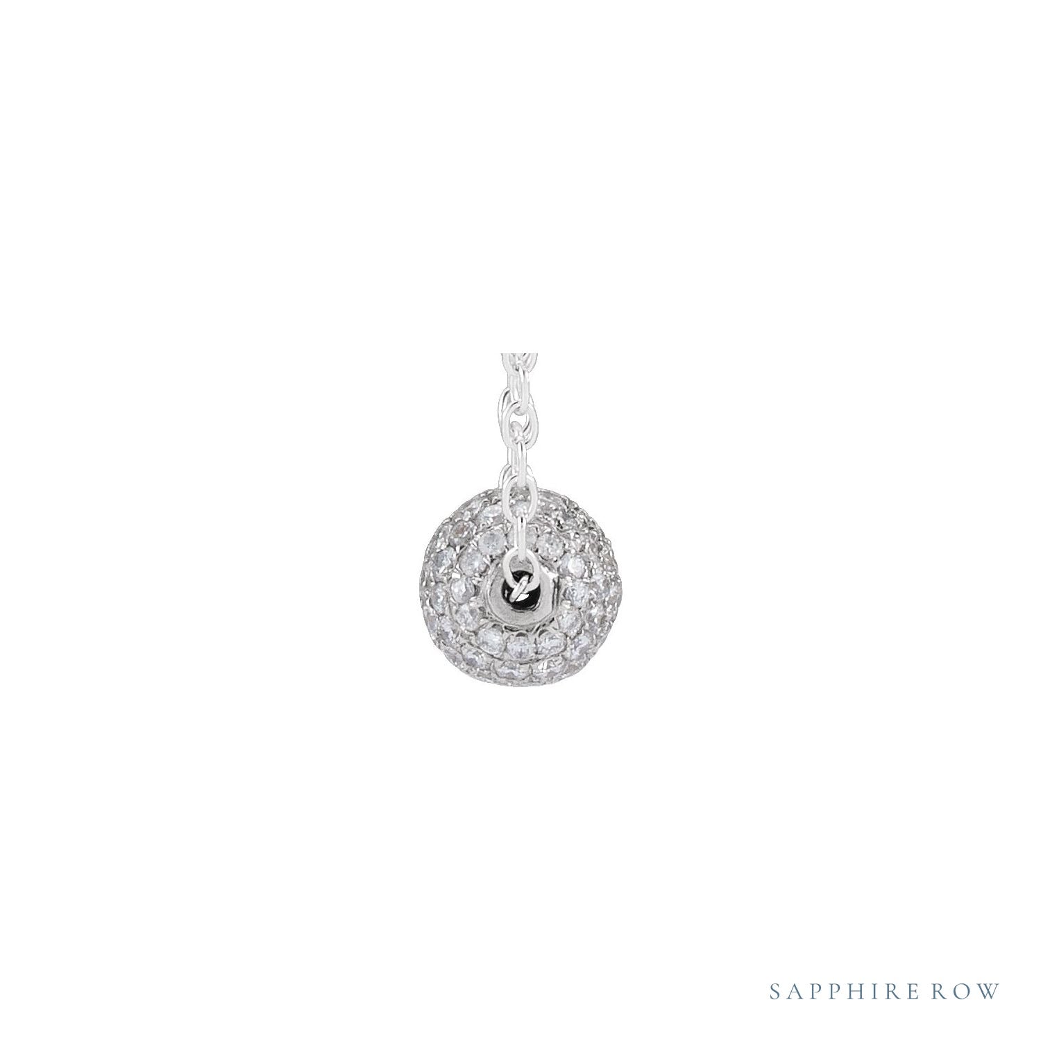 Sapphire Row Natural Diamond Pavé Ball Necklace - White Gold, 6 mm (view 2)