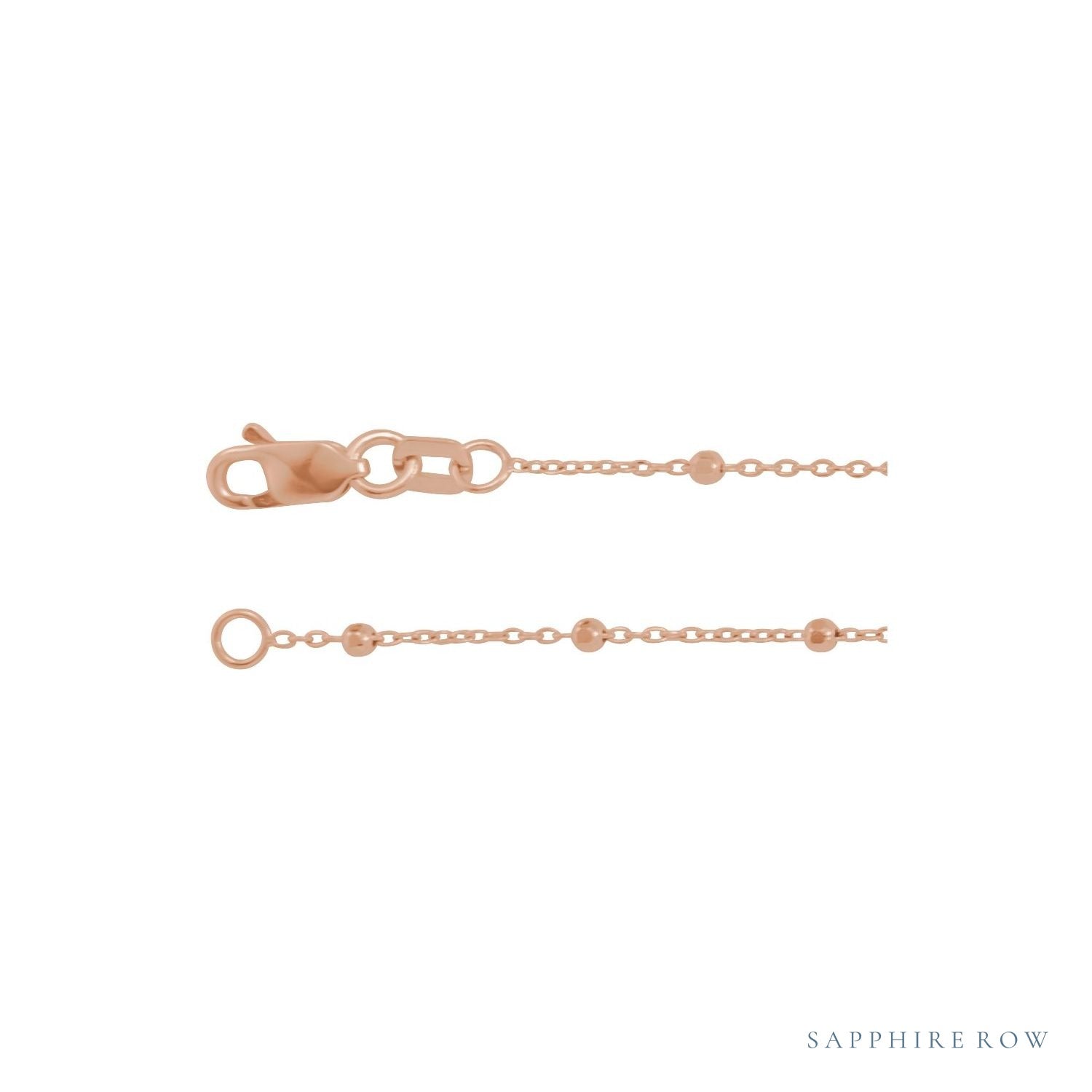 Sapphire Row Beaded Cable Chain Necklace - Rose Gold (view 2)