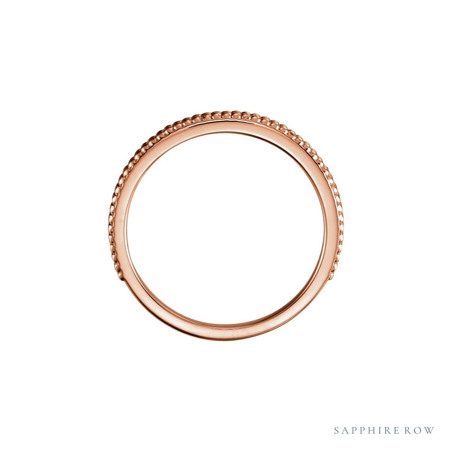 Sapphire Row Milgrain Stacking Ring - 14K Rose Gold (view 2)