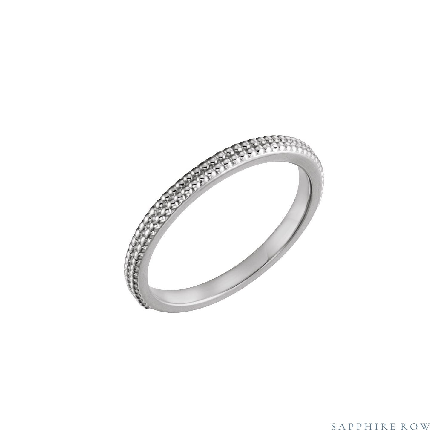 Sapphire Row Milgrain Stacking Ring - Platinum