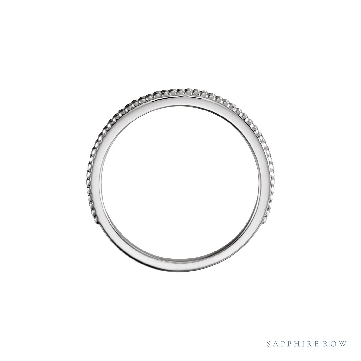 Sapphire Row Milgrain Stacking Ring - 14K White Gold (view 2)