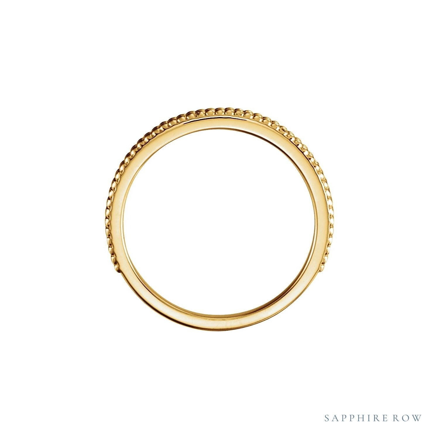 Sapphire Row Milgrain Stacking Ring - 14K Yellow Gold (view 2)