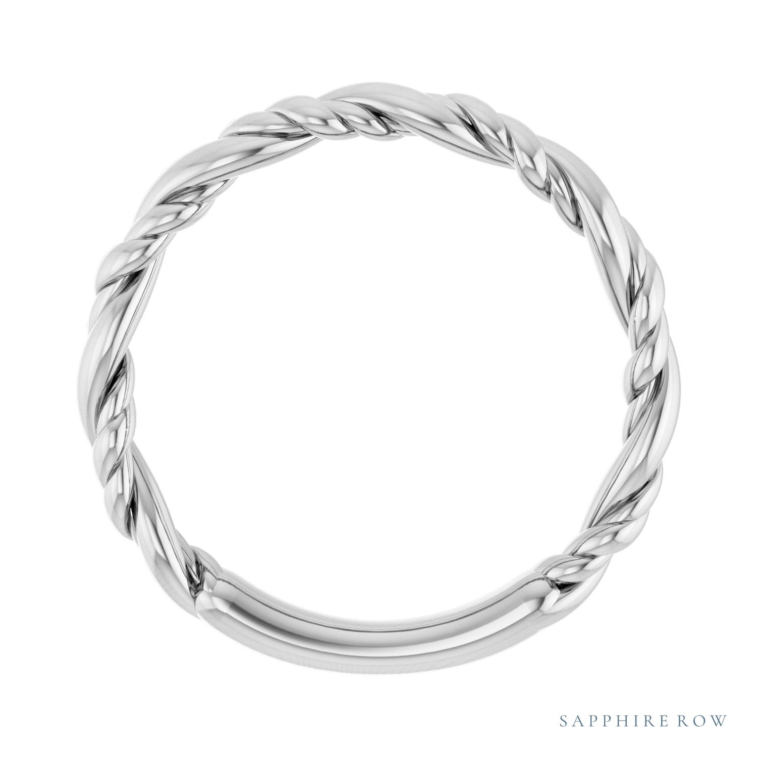 Sapphire Row Twisted Rope Stackable Ring - 14K White Gold (view 2)