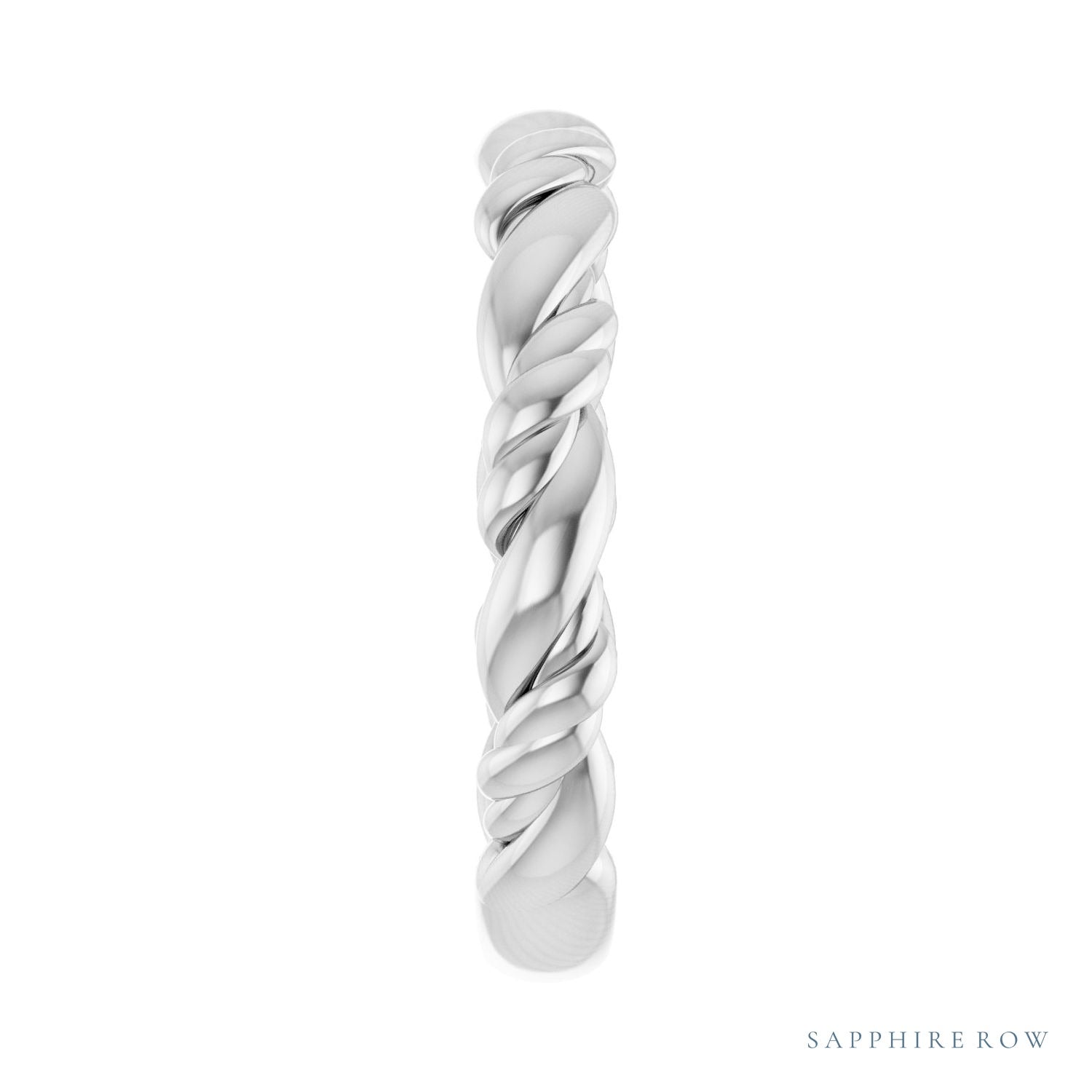 Sapphire Row Twisted Rope Stackable Ring - 14K White Gold (view 4)