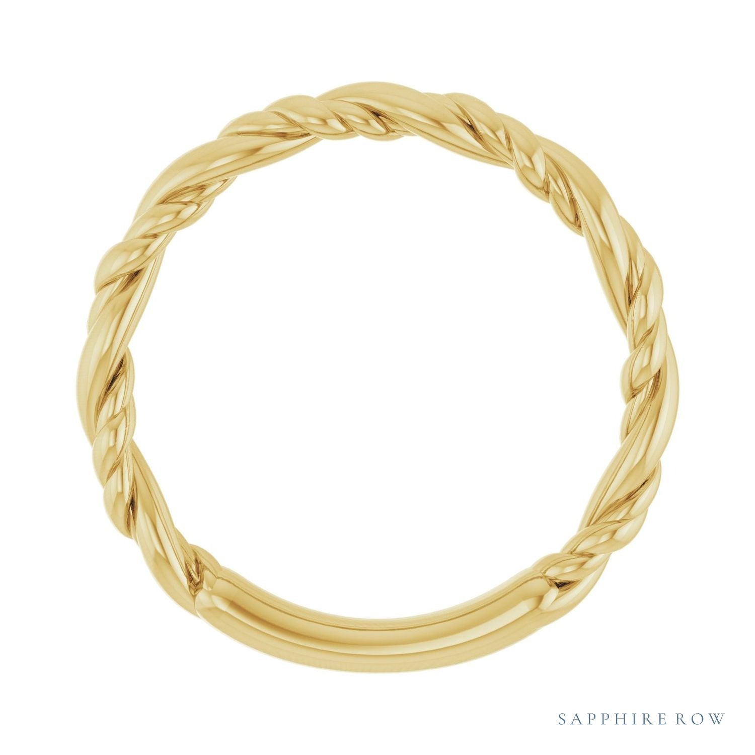 Sapphire Row Twisted Rope Stackable Ring - 14K Yellow Gold (view 2)
