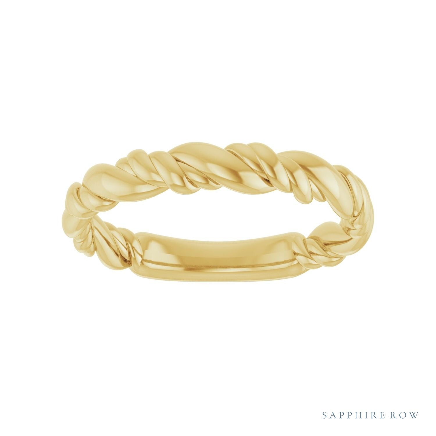 Sapphire Row Twisted Rope Stackable Ring - 14K Yellow Gold (view 3)