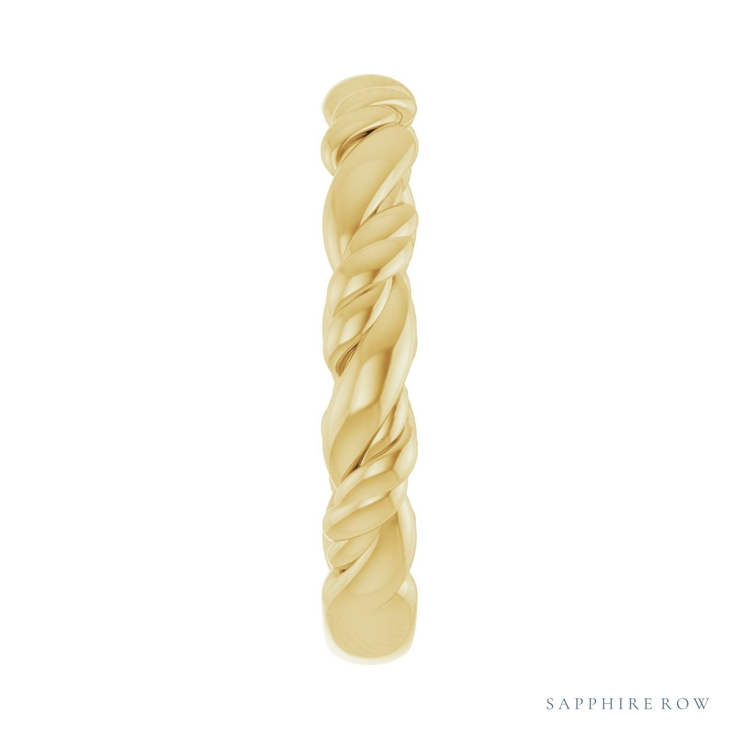 Sapphire Row Twisted Rope Stackable Ring - 14K Yellow Gold (view 4)
