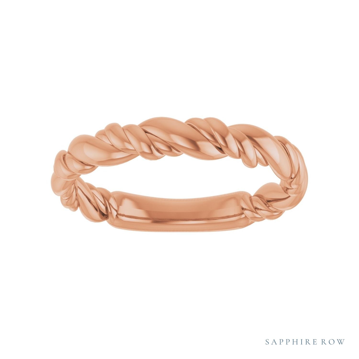 Sapphire Row Twisted Rope Stackable Ring - 14K Rose Gold (view 3)