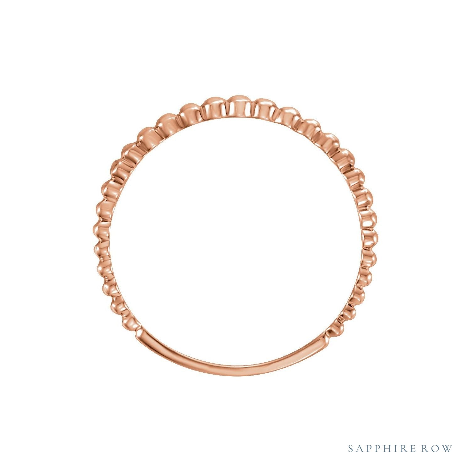 Sapphire Row Beaded Stackable Ring - 14K Rose Gold (view 2)