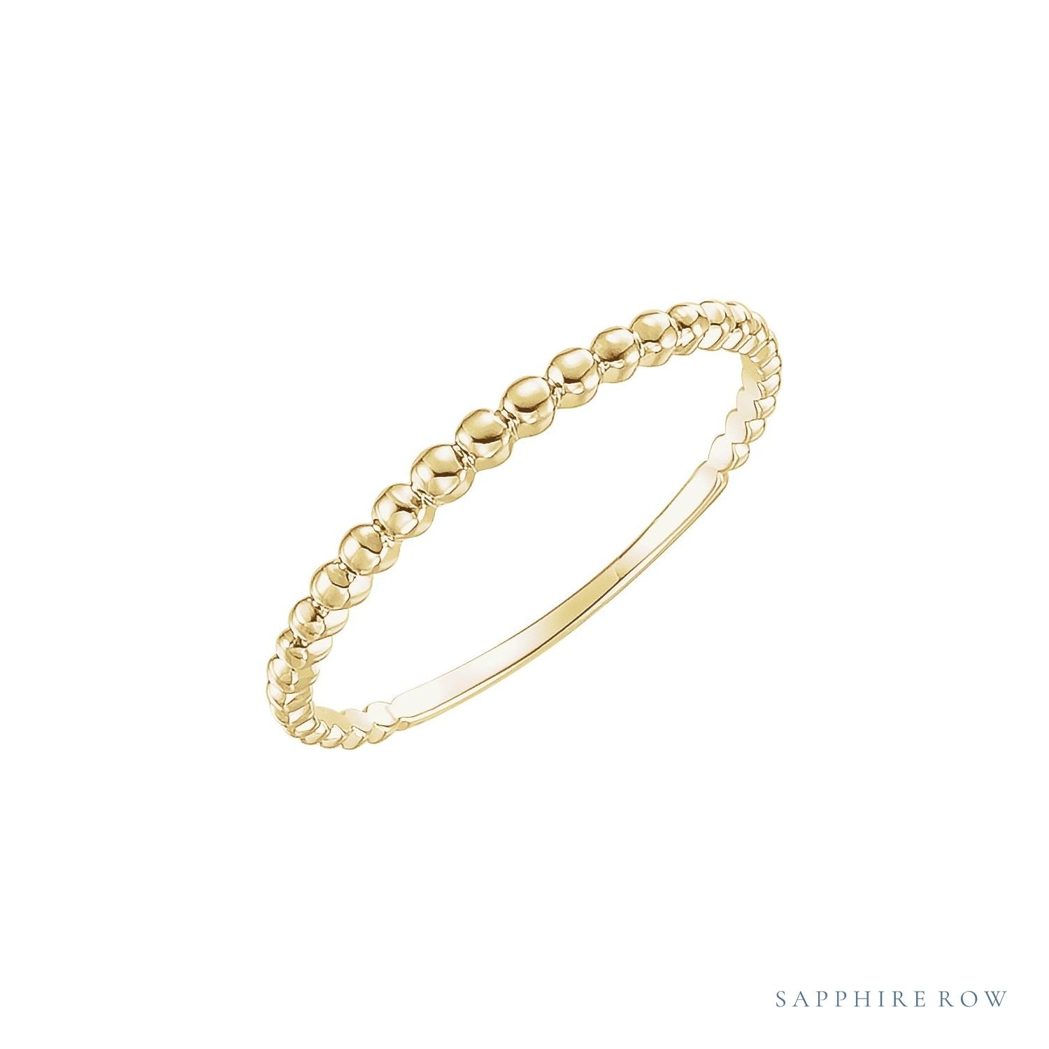 Sapphire Row Beaded Stackable Ring - 14K Yellow Gold