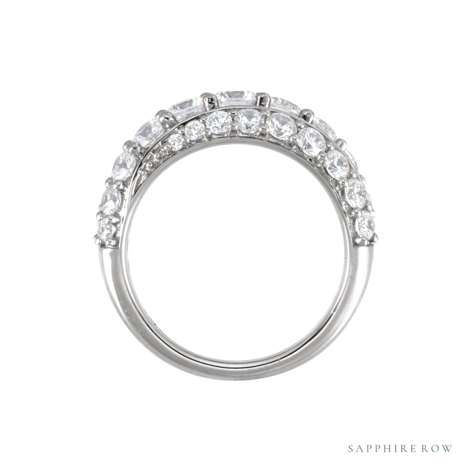 Sapphire Row Lab-Grown Diamond Pavé Dome Ring - 14K White Gold (view 2)