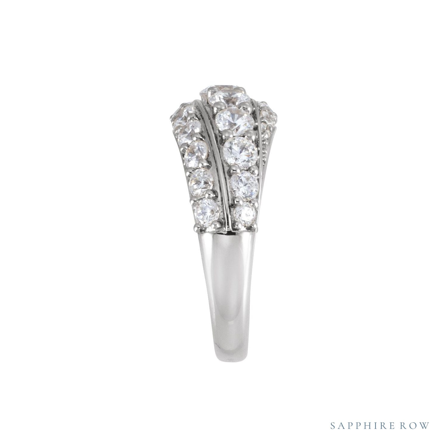 Sapphire Row Lab-Grown Diamond Pavé Dome Ring - 14K White Gold (view 3)
