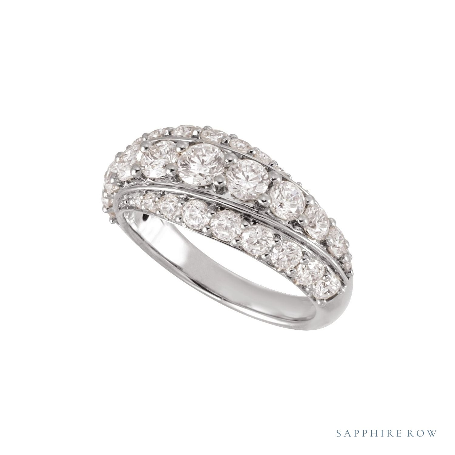 Sapphire Row Lab-Grown Diamond Pavé Dome Ring - 14K White Gold (view 4)
