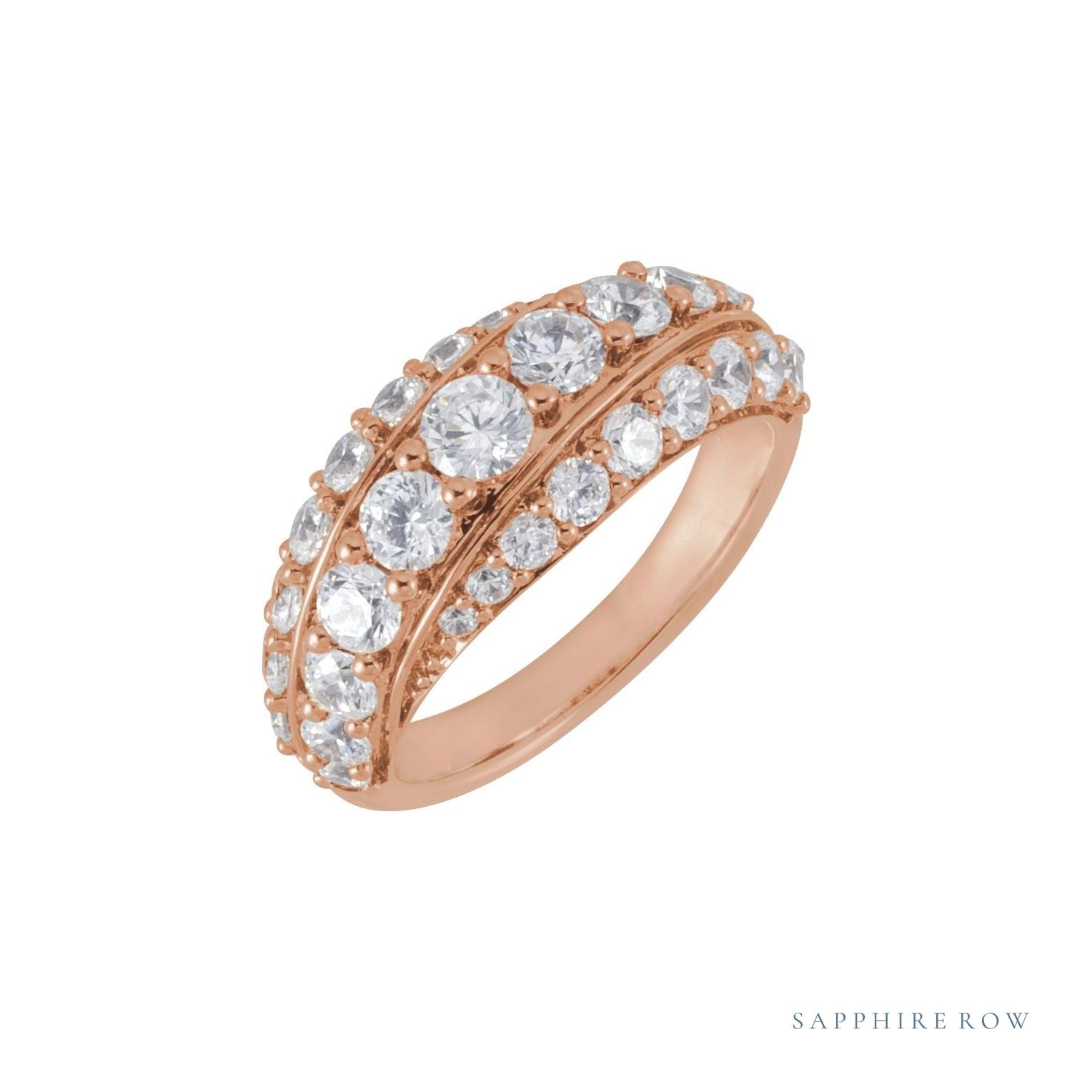 Sapphire Row Lab-Grown Diamond Pavé Dome Ring - 14K Rose Gold