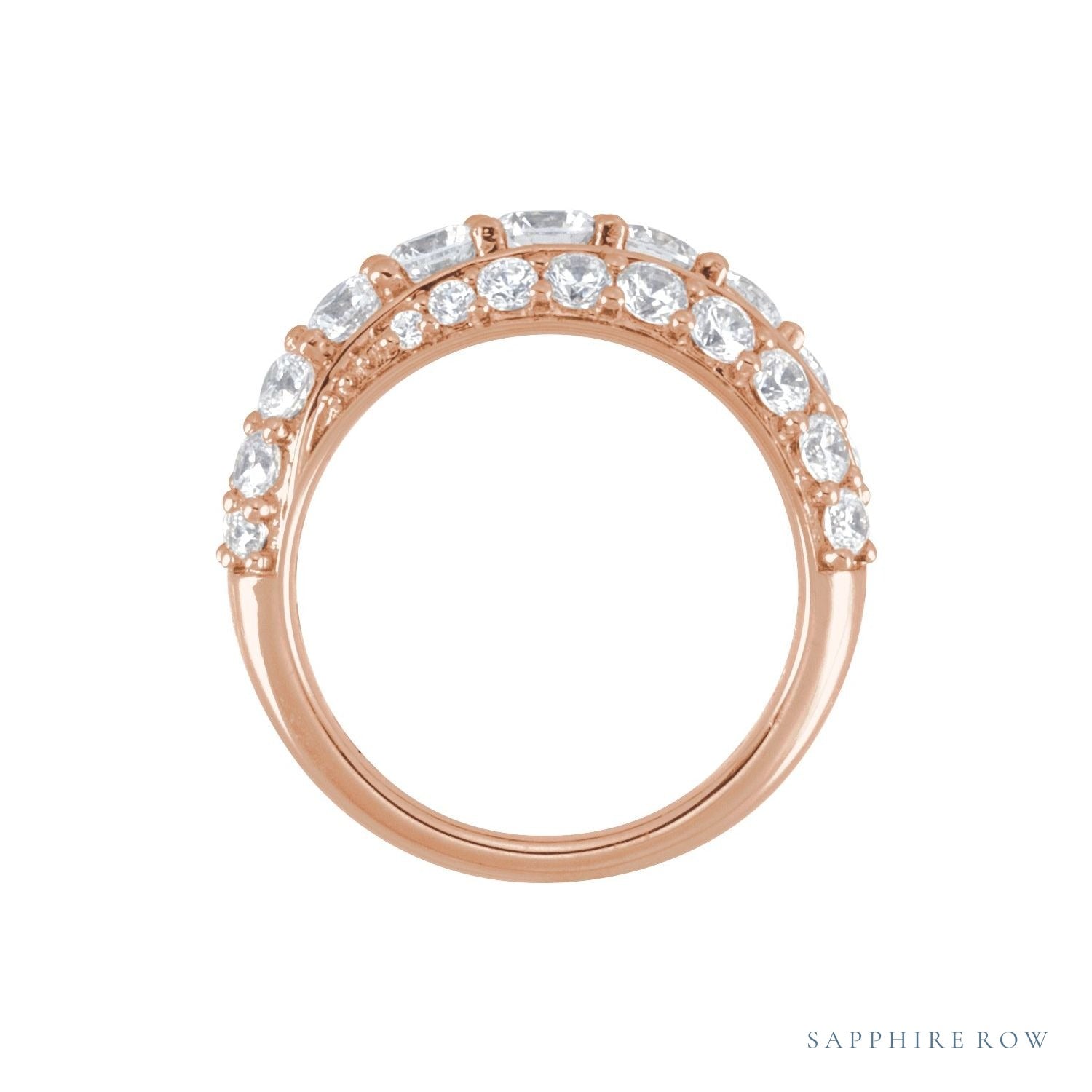 Sapphire Row Lab-Grown Diamond Pavé Dome Ring - 14K Rose Gold (view 2)
