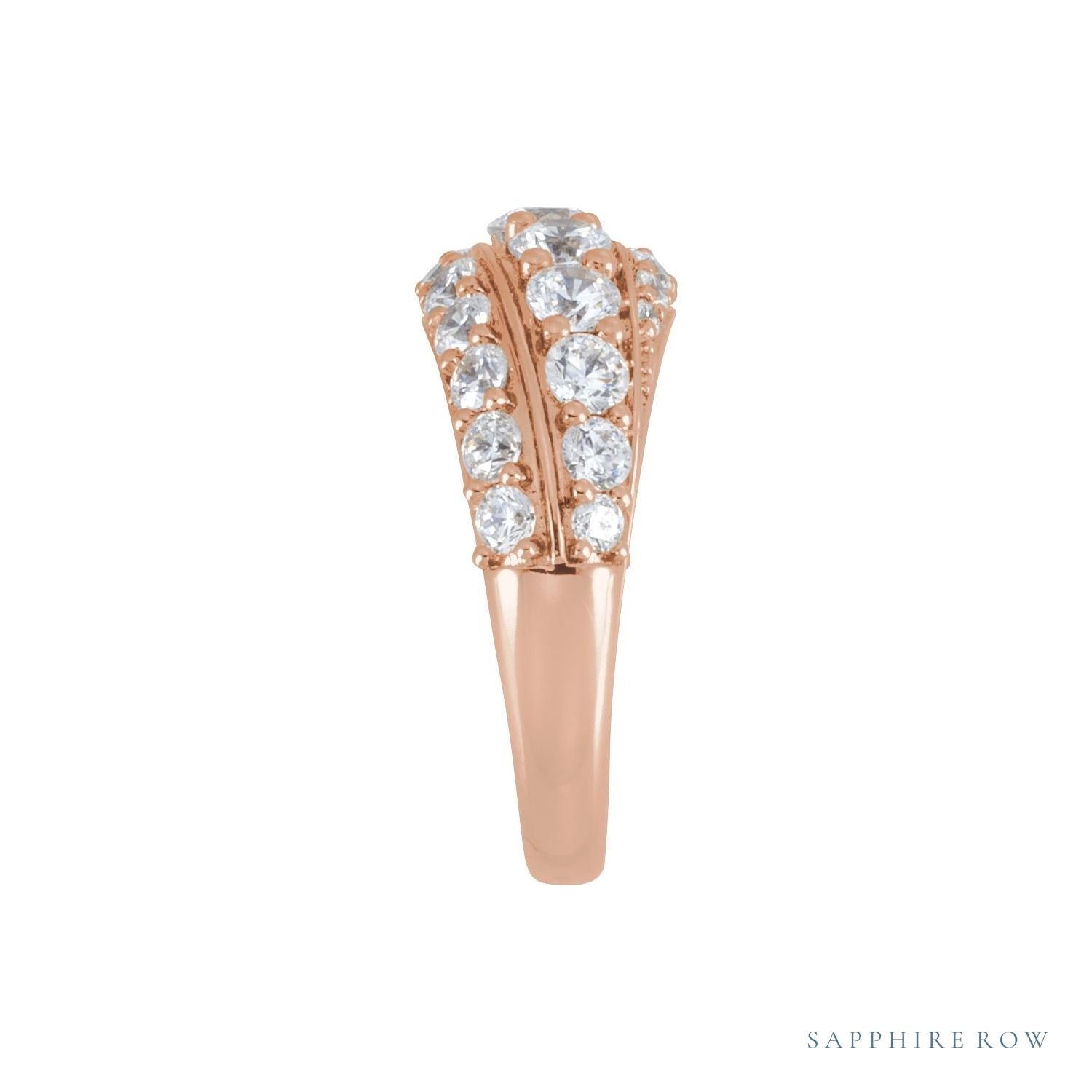 Sapphire Row Lab-Grown Diamond Pavé Dome Ring - 14K Rose Gold (view 3)