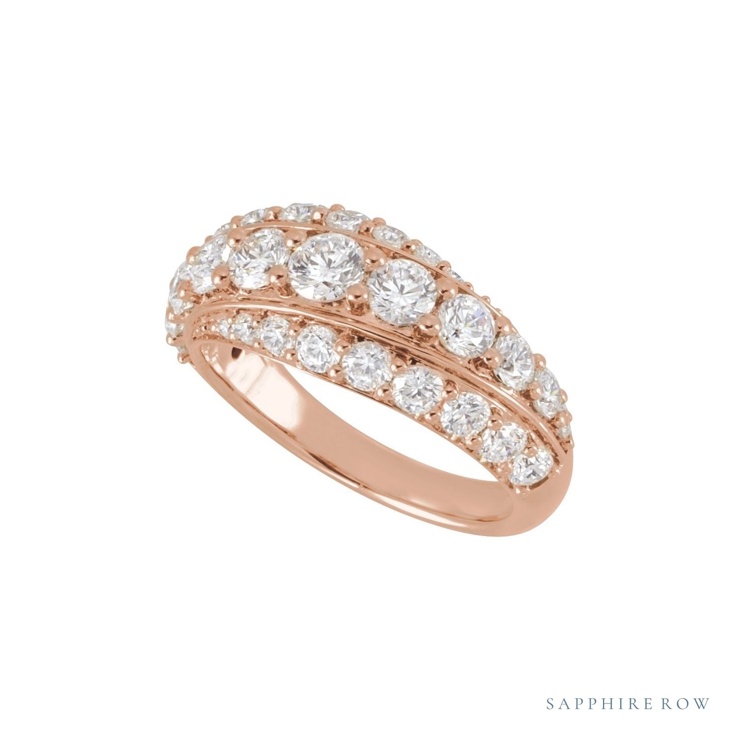 Sapphire Row Lab-Grown Diamond Pavé Dome Ring - 14K Rose Gold (view 4)