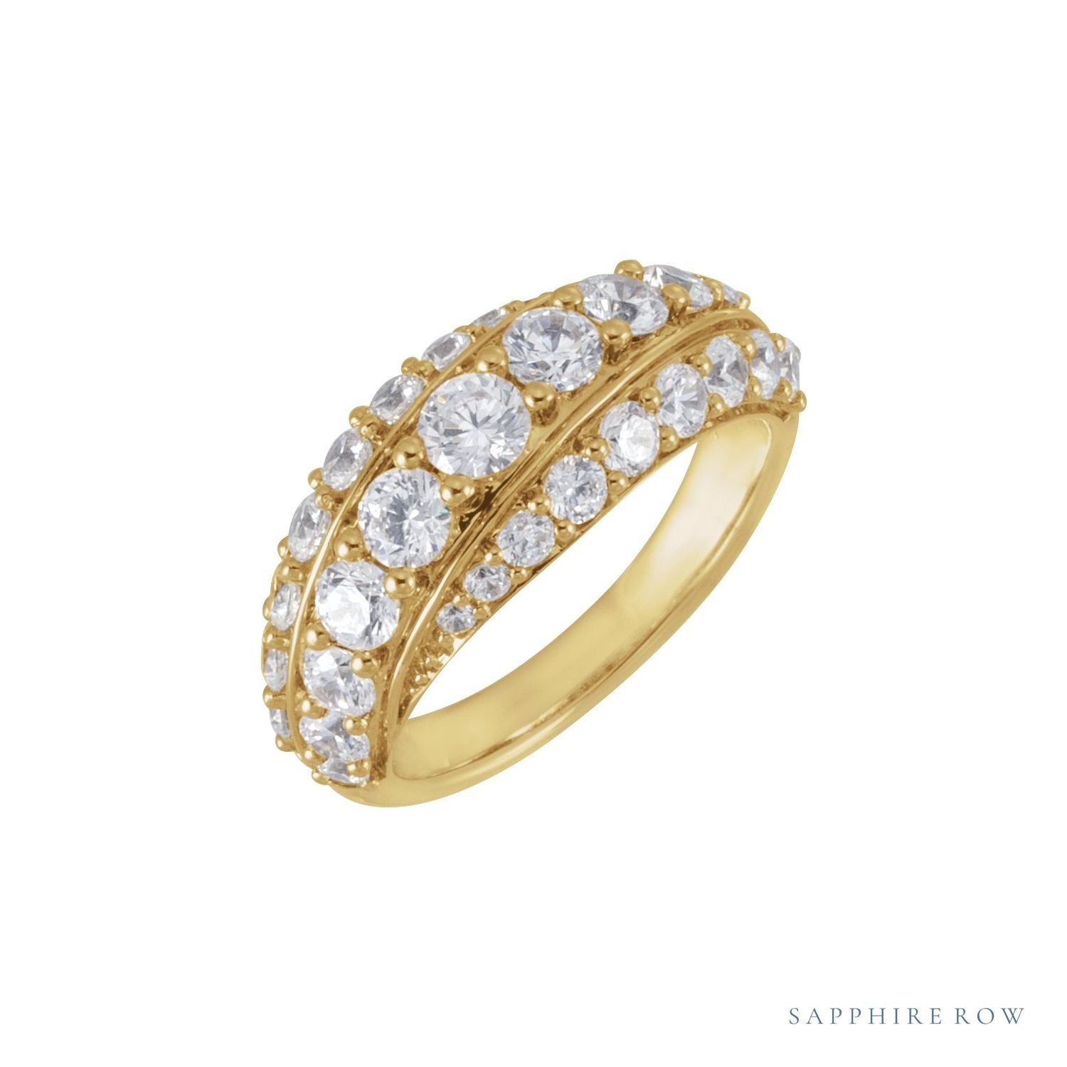 Sapphire Row Lab-Grown Diamond Pavé Dome Ring - 14K Yellow Gold