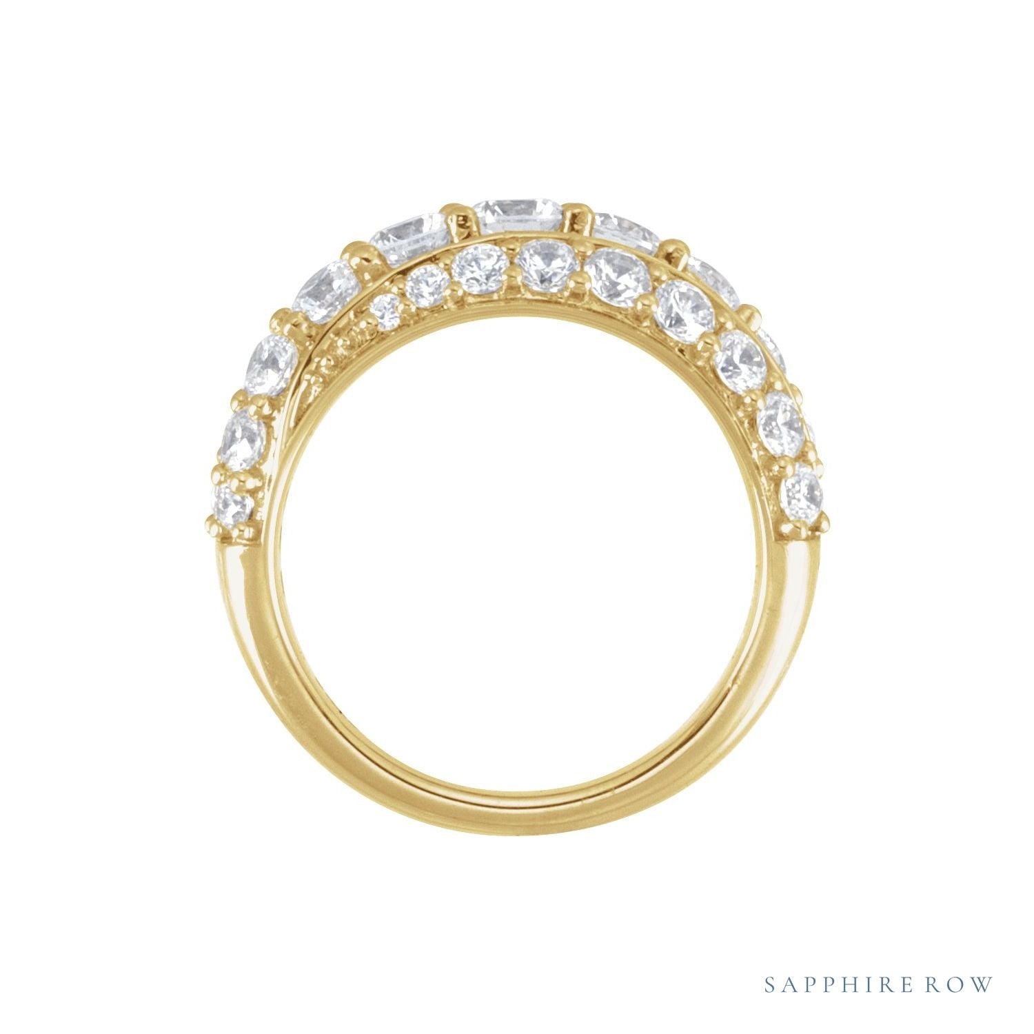 Sapphire Row Lab-Grown Diamond Pavé Dome Ring - 14K Yellow Gold (view 2)
