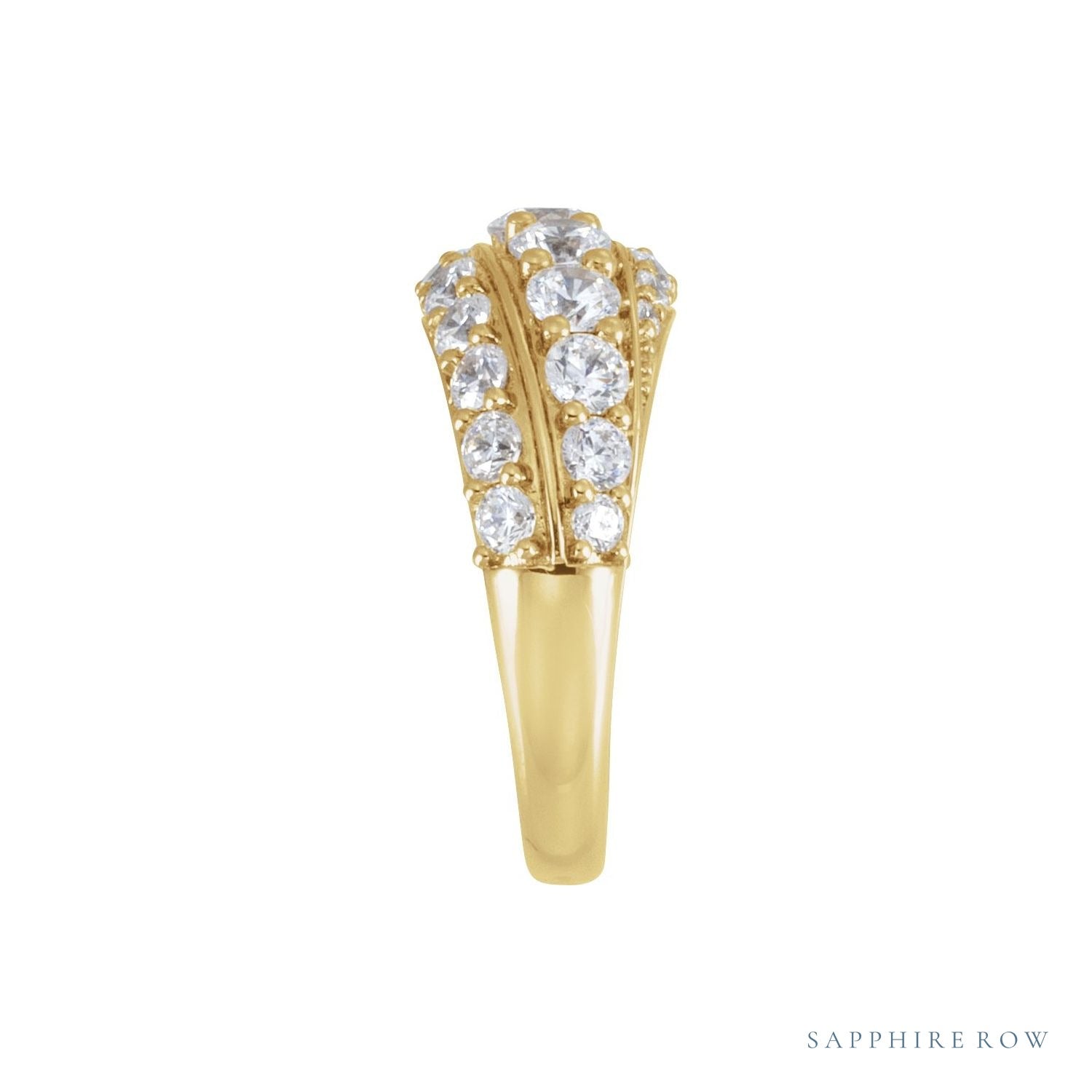 Sapphire Row Lab-Grown Diamond Pavé Dome Ring - 14K Yellow Gold (view 3)