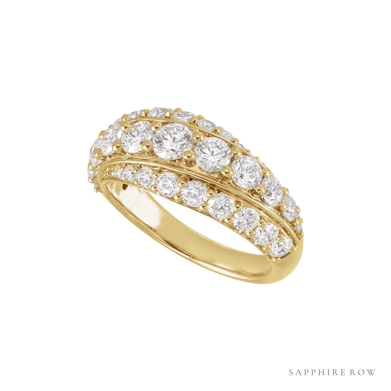 Sapphire Row Lab-Grown Diamond Pavé Dome Ring - 14K Yellow Gold (view 4)