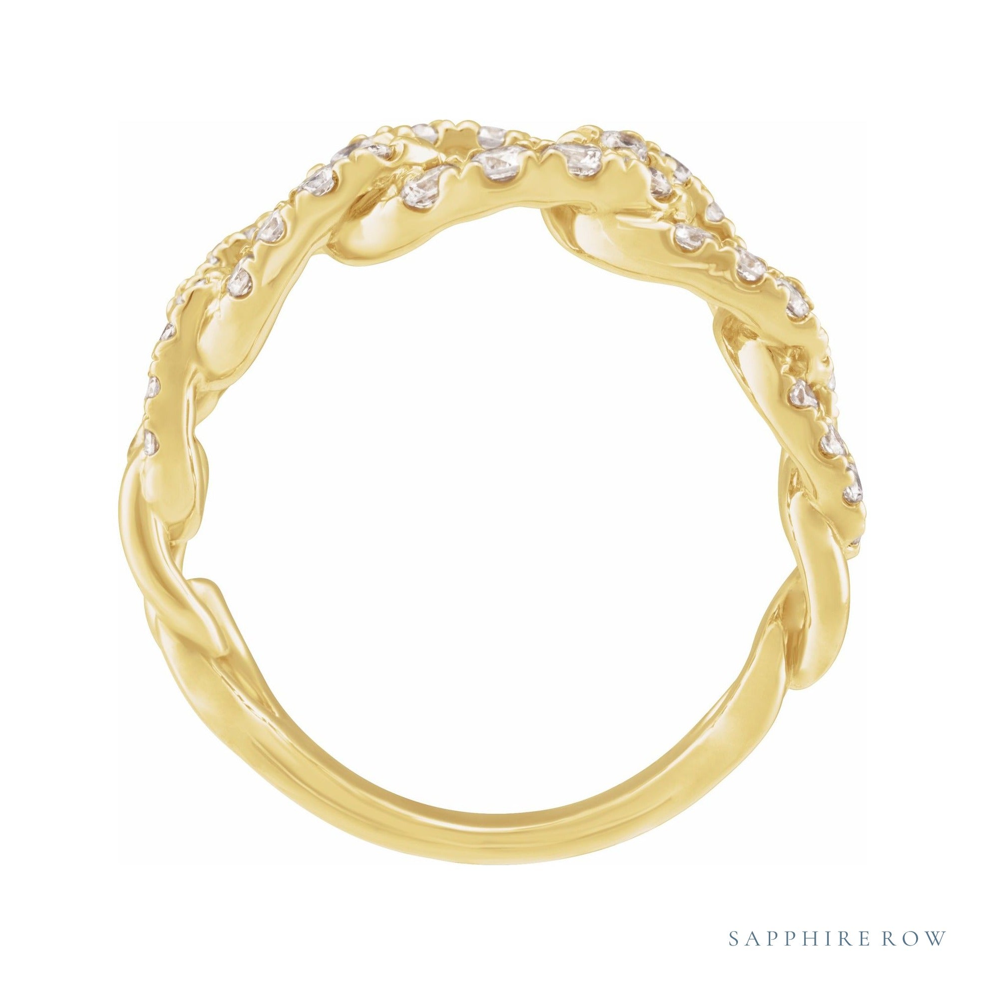 Sapphire Row Lab-Grown Diamond Pavé Chain Ring - 14K Yellow Gold (view 2)