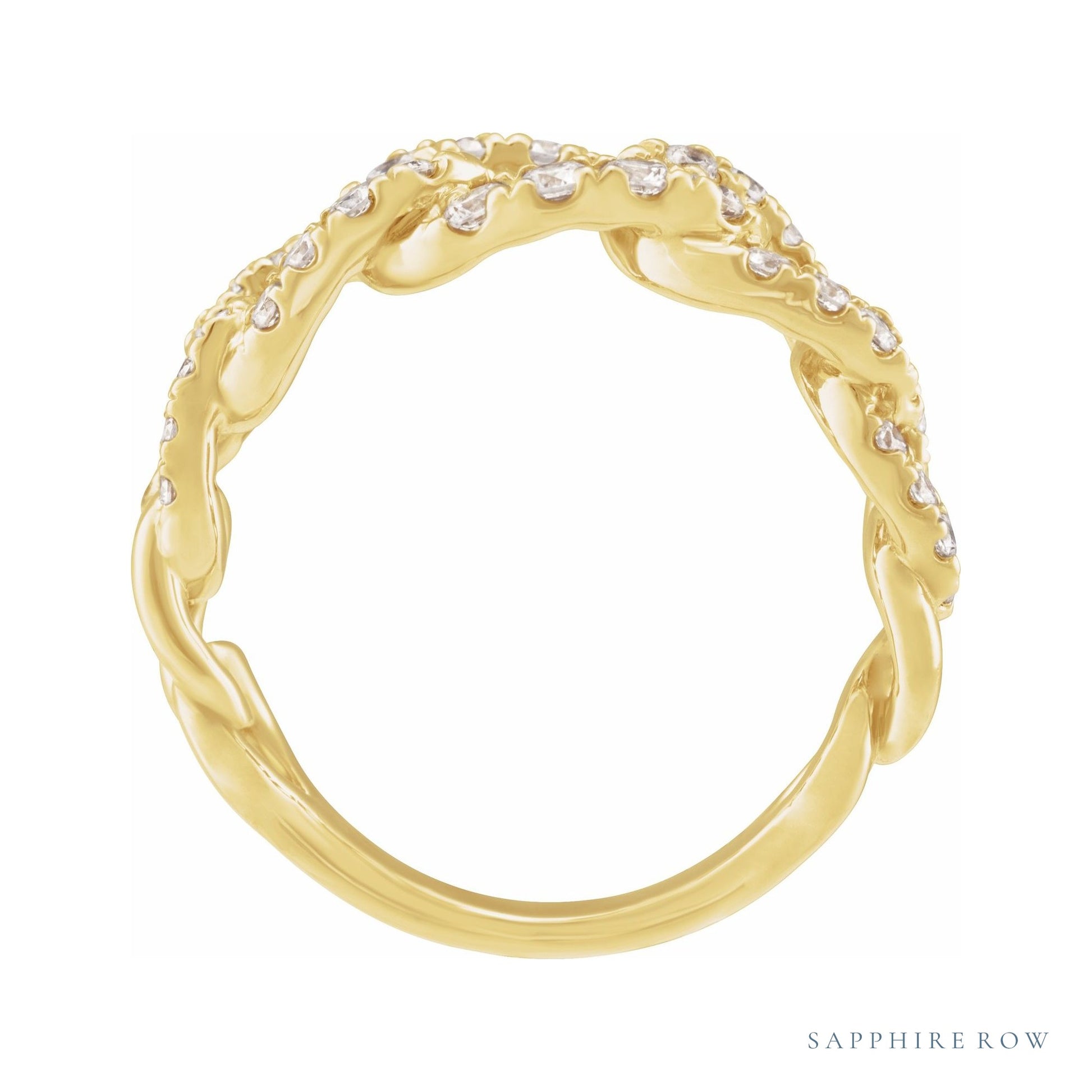Sapphire Row Lab-Grown Diamond Pavé Chain Ring - 14K Yellow Gold (view 2)