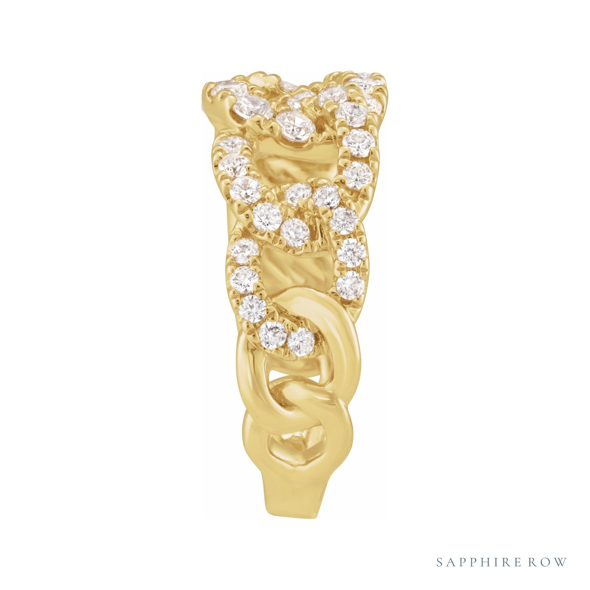 Sapphire Row Lab-Grown Diamond Pavé Chain Ring - 14K Yellow Gold (view 3)