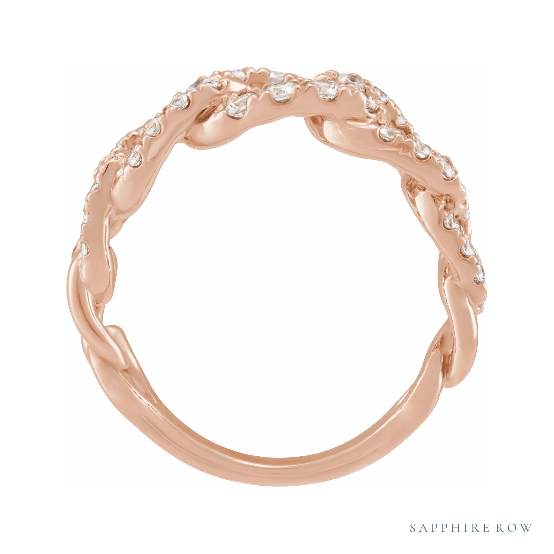 Sapphire Row Lab-Grown Diamond Pavé Chain Ring - 14K Rose Gold (view 2)