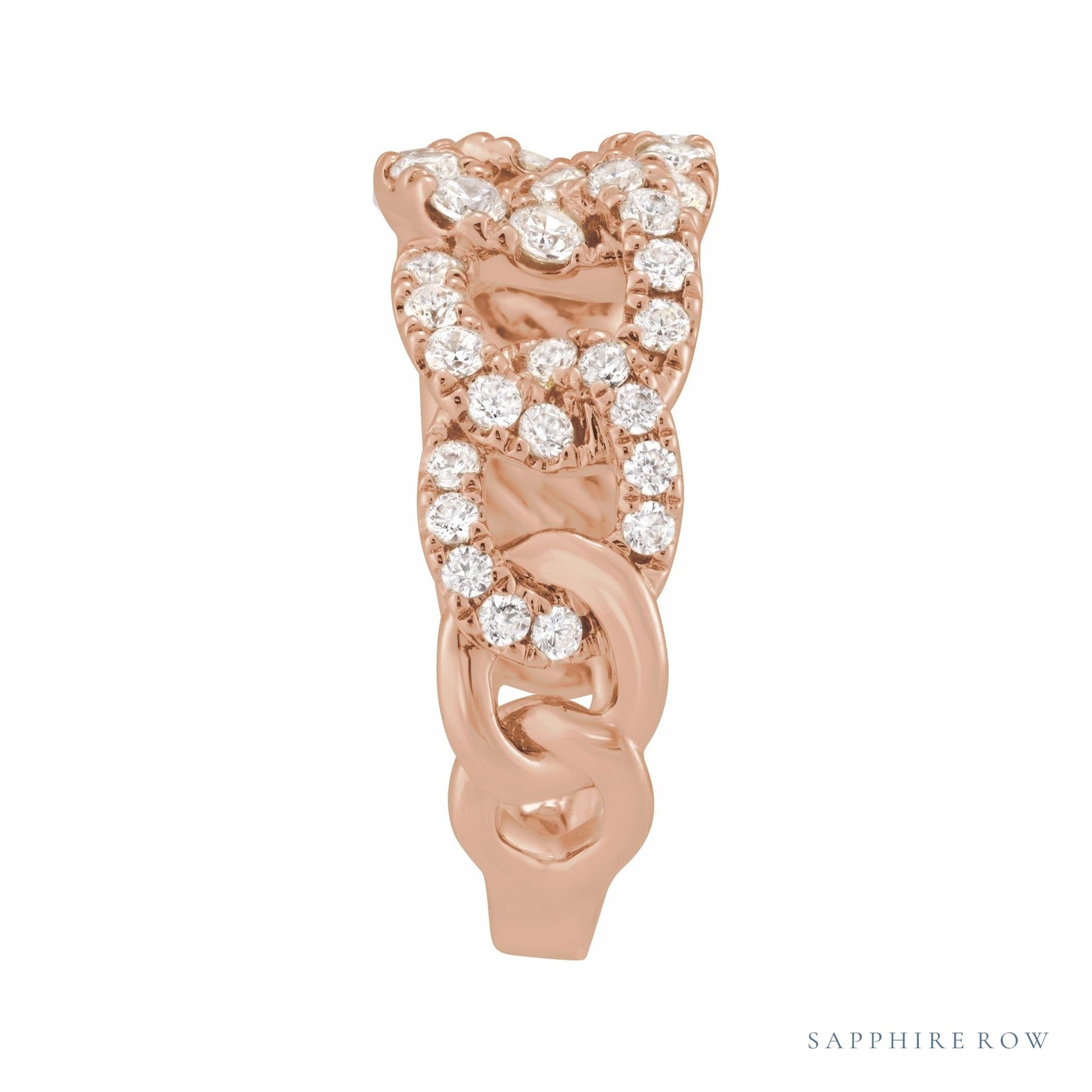 Sapphire Row Lab-Grown Diamond Pavé Chain Ring - 14K Rose Gold (view 3)