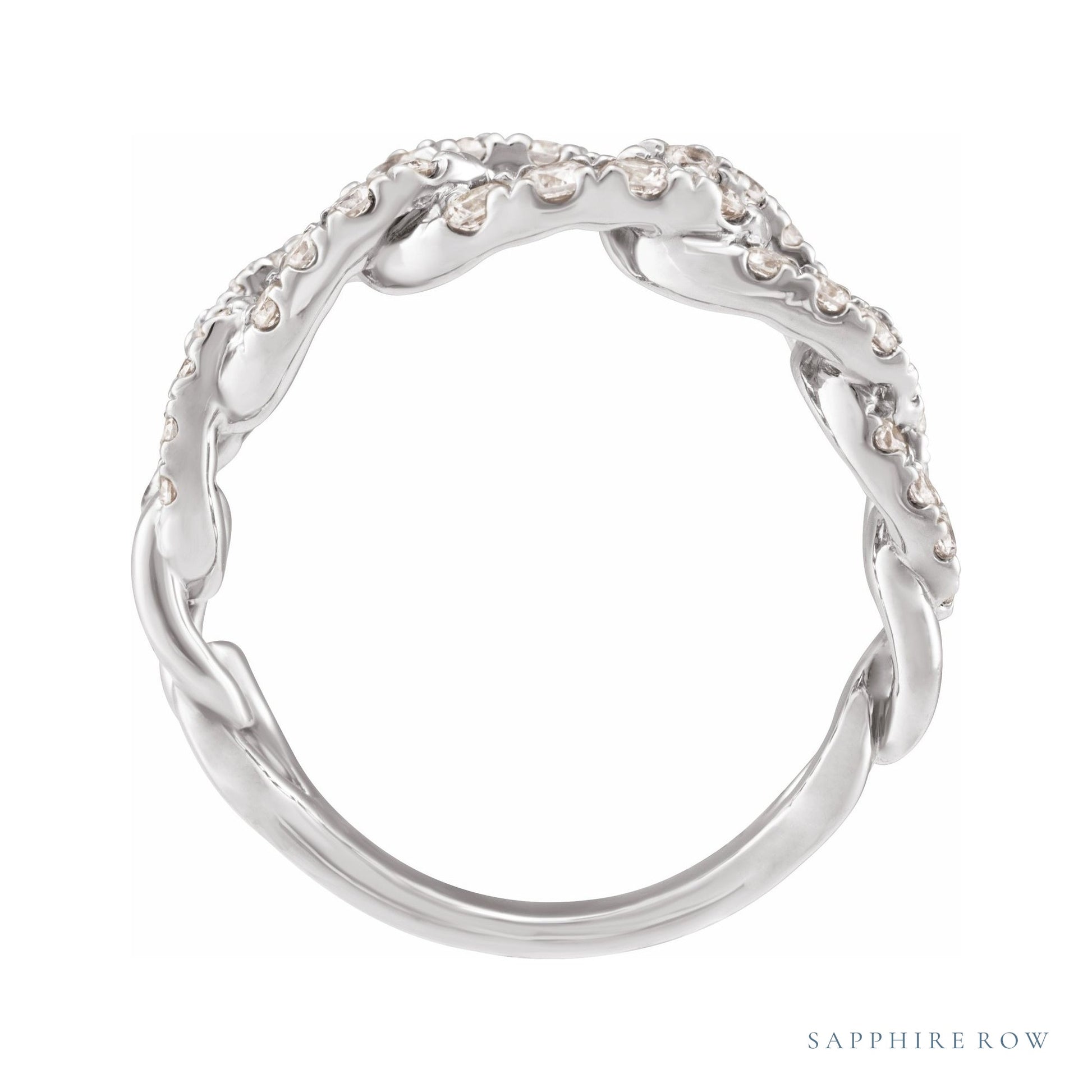 Sapphire Row Lab-Grown Diamond Pavé Chain Ring - 14K White Gold (view 2)